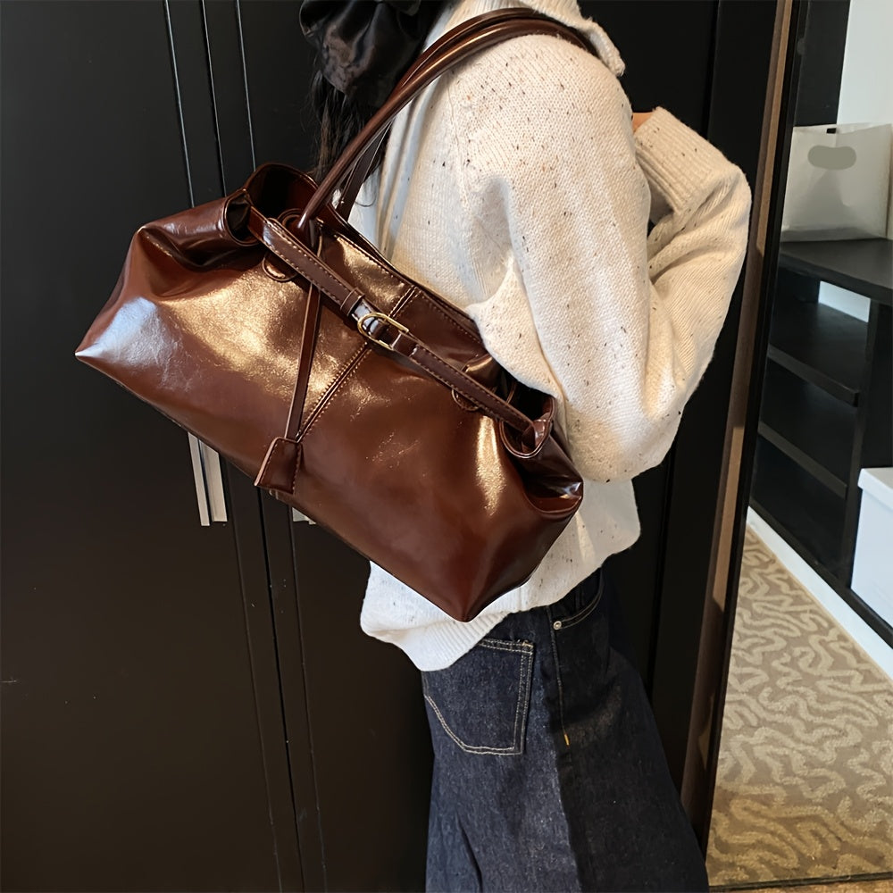 Sac Cabas Femme Vintage – Grande Capacité, Anse Fixe, Sac Élégant Quotidien, Spacieux pour Travail, Shopping et Voyage, Cuir Synthétique Durable, Sac Épaule Classe et Élégant, Sac de Créateur Femme Haute Qualité (Copie)