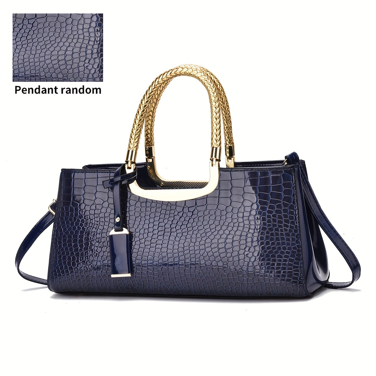 Pochette de Soirée Élégante – Motif Crocodile Blanc, Quincaillerie Dorée et Bandoulière Amovible, Sac à Main Femme Luxe pour Fêtes, Mariages et Événements Formels, Finition Brillante, Fermeture Éclair, Doublure Polyester