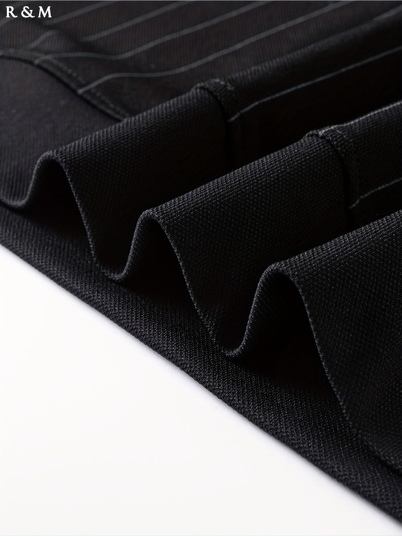 Mens Slimming Vertical Striped Long Sleeve T-Shirt - Light Business Style, Stand Collar, Four-Season Comfort, Regular Fit, Black with Dark Stripes, Hand Wash Only, Casual Wear, Elegant Pullover, Durable Casual Wear