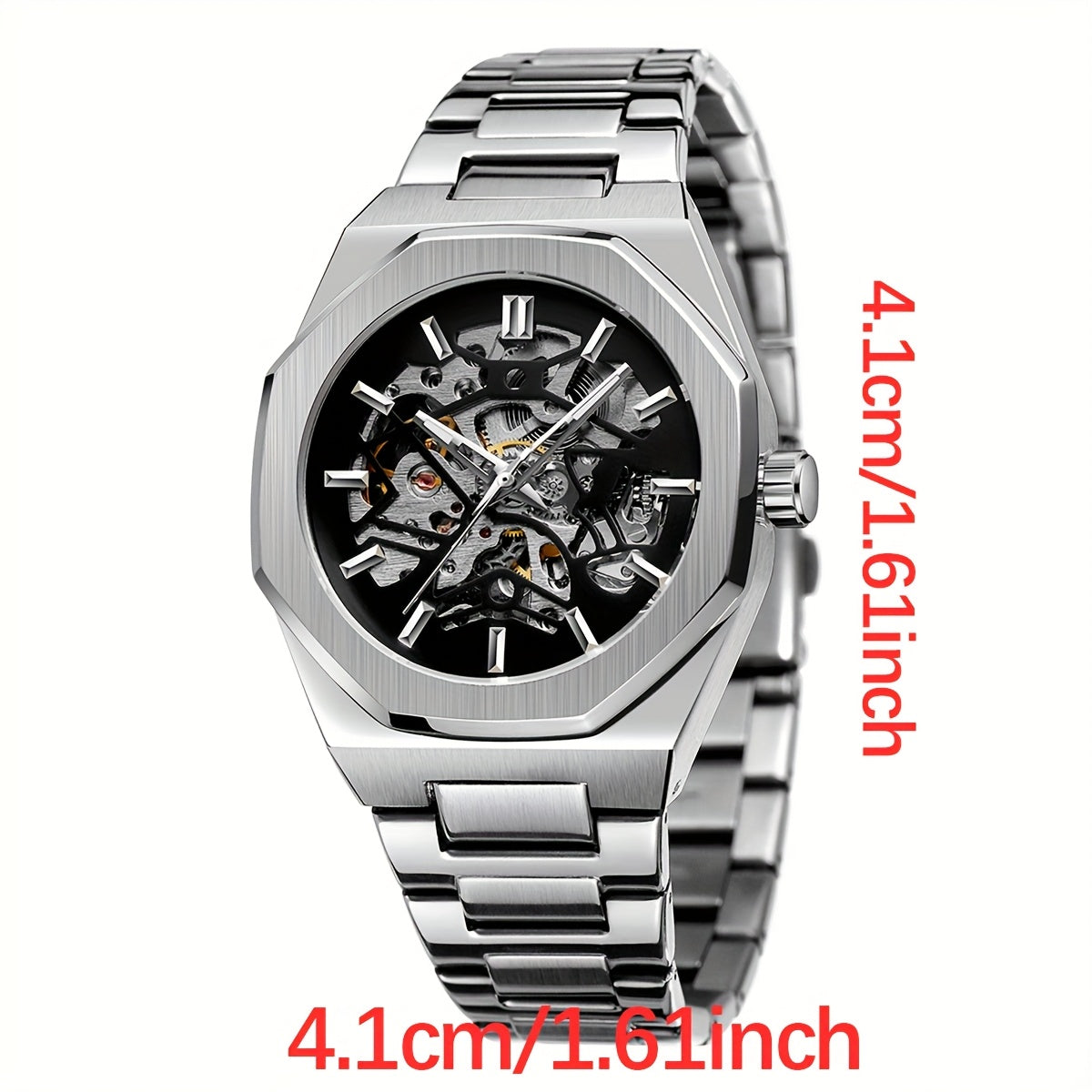 Montre Homme de Luxe Automatique – Cadran Noir en Acier Inoxydable, Boîtier et Cadran en Alliage, Design Élégant, Style Professionnel, Idéale pour Homme, Cadeau Parfait pour Noël, Halloween et Nouvel An