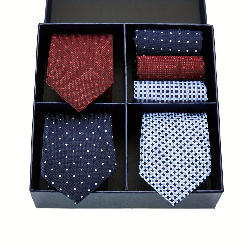 Coffret Cravate et Pochette Homme – Luxe, Motifs Rayés & Carreaux, Marron