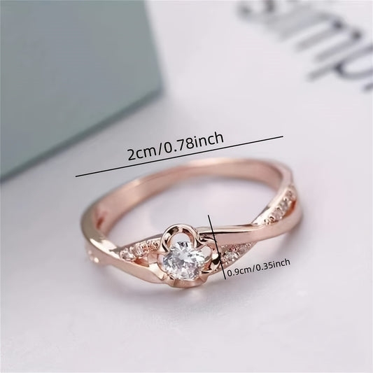 1 bague élégante pour femmes avec motif fleur porte-bonheur en cuivre, style minimaliste. Parfaite pour les fiançailles, le mariage ou comme cadeau pour une fête de Noël. Bijou polyvalent adapté à un usage quotidien et aux occasions spéciales