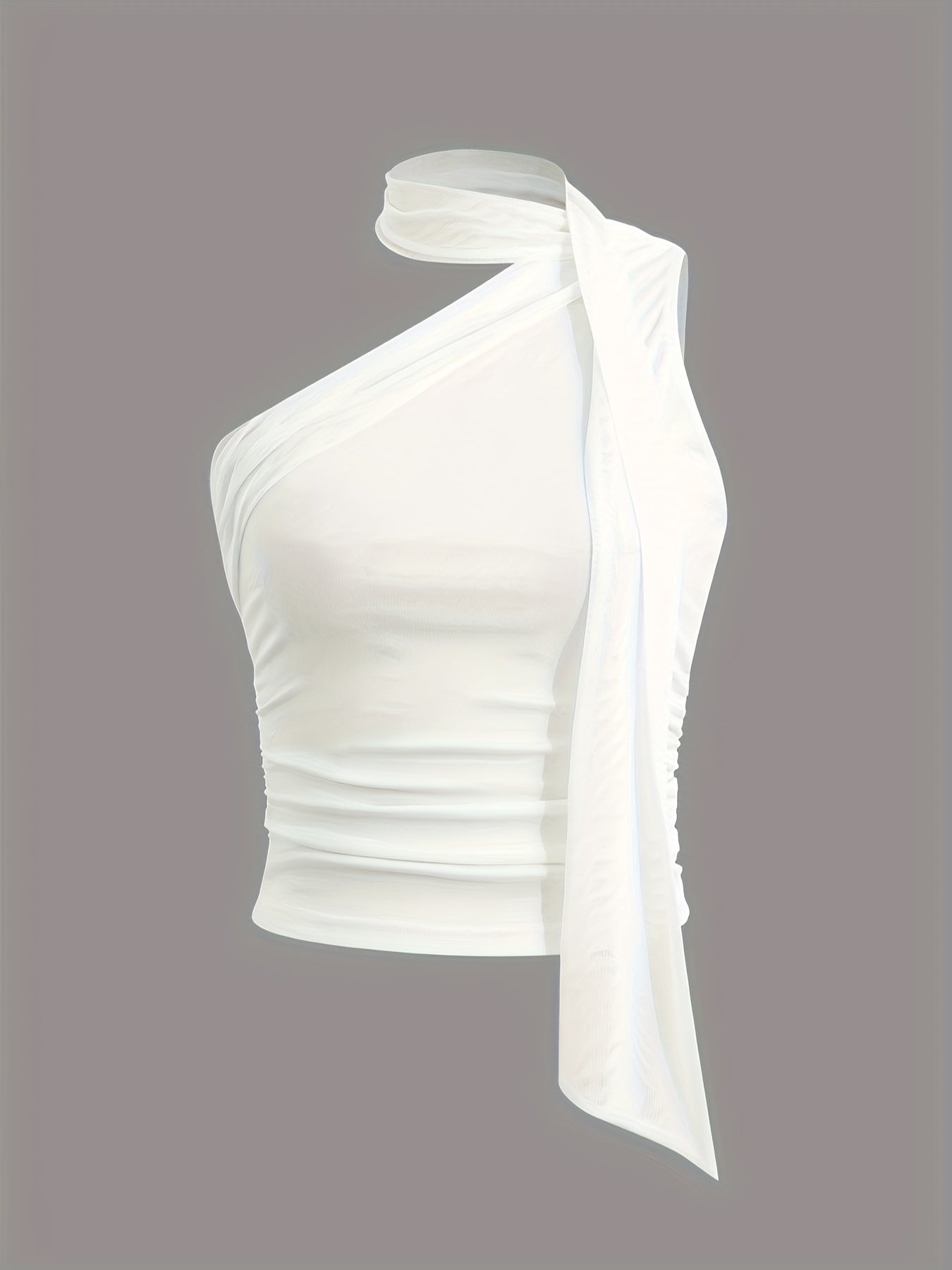 Top femme sexy asymétrique/une épaule – taille réglable à cordon, crop top ajusté, parfait pour fêtes, sorties ou tenue décontractée, non transparent, blouse d’été facile d’entretien, essentiel chic