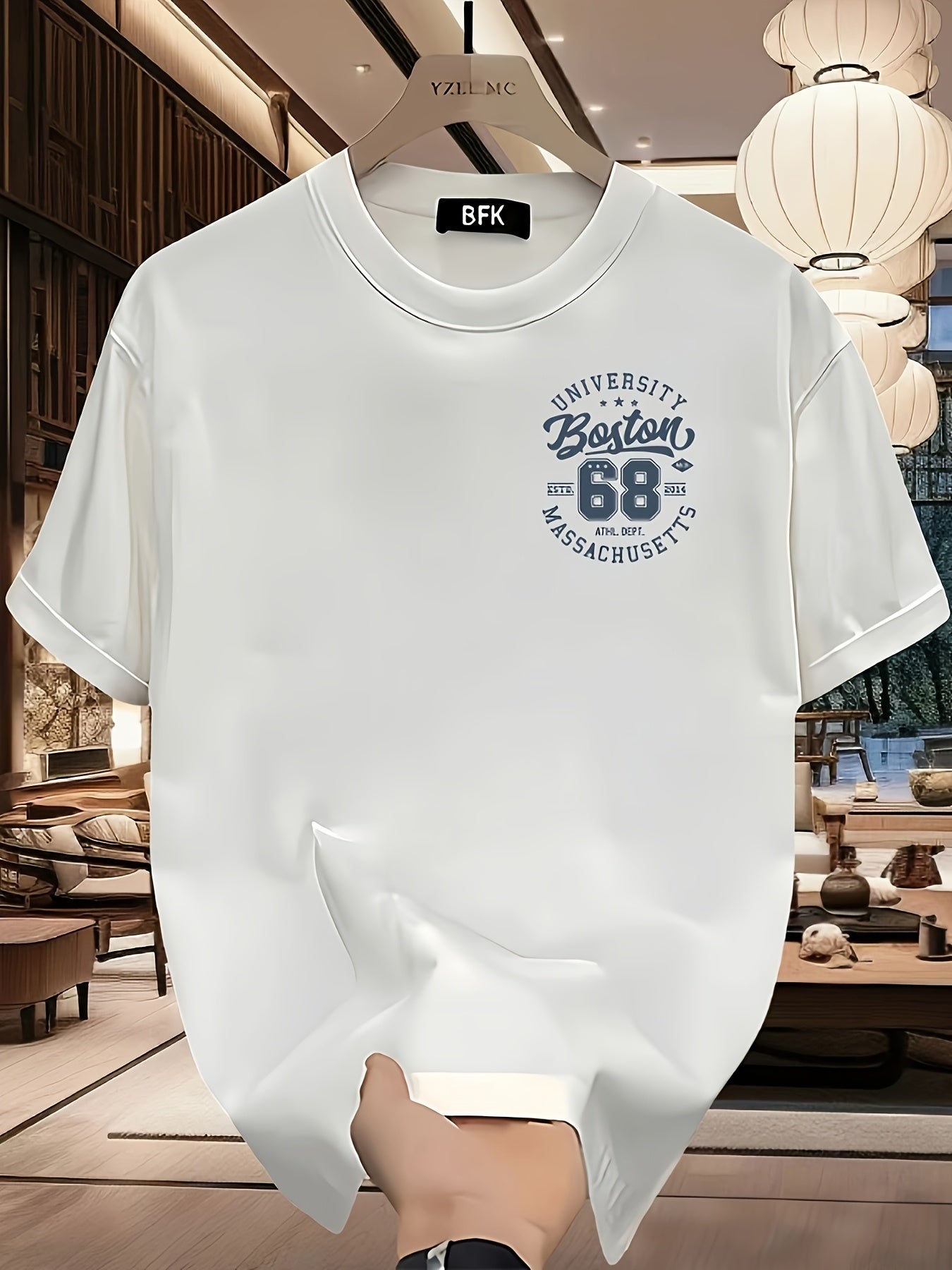 Heavy pure cotton trendy brand printed short-sleeved T-shirt Men's summer new casual large-size loose versatile top