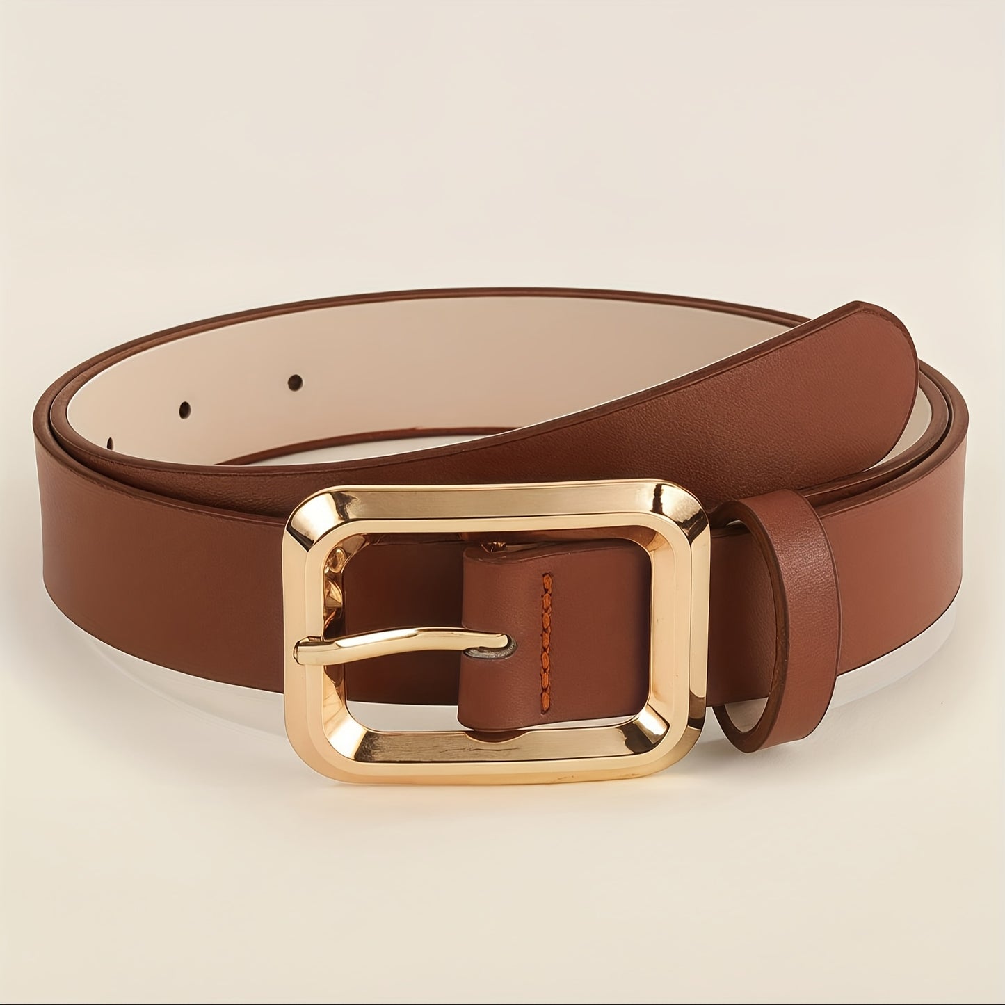 Ceinture Femme à Boucle Carrée Métal – Style Décontracté Bureau, Fait Main, Luxe Léger, Simple et Polyvalente, Adaptée T-shirt, Jeans, Robe, Tenue Formelle ou Décontractée