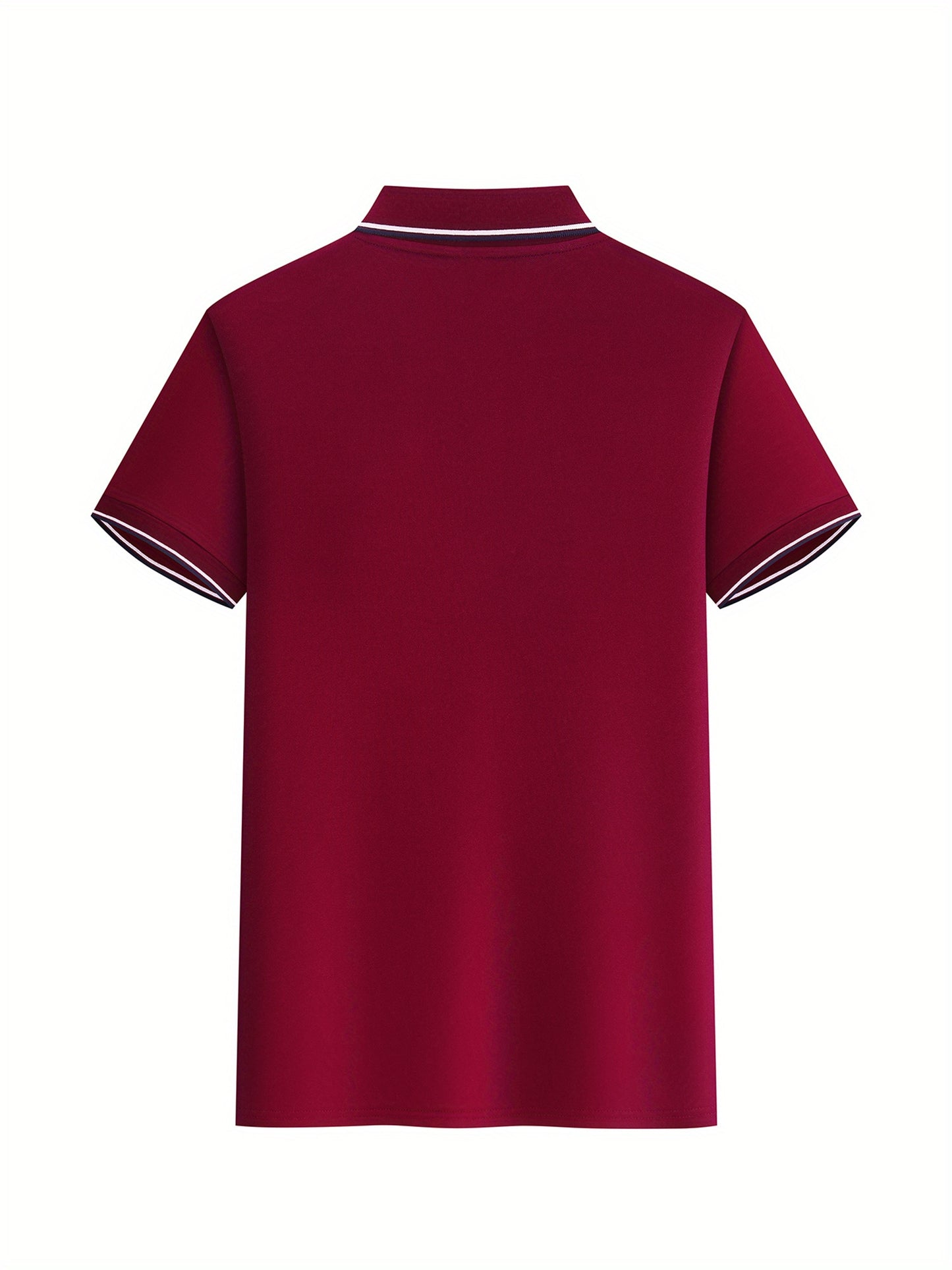 Custom 5pcs, Personalized Logo Print Polo Shirt with a Light Business Style, Made of 100% Polyester, Summer Men'S Striped Short-Sleeve Shirt, Digital Heat Transfer Printing, Casual Outing Fashionable Lapel T-Shirt, Comfortabl