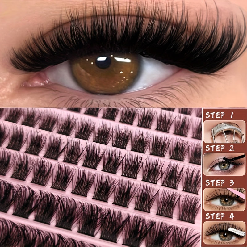 Kit de cils en bouquet D Curl 8-16 mm effet naturel épais réutilisables pour usage quotidien fêtes voyages et fête des mères