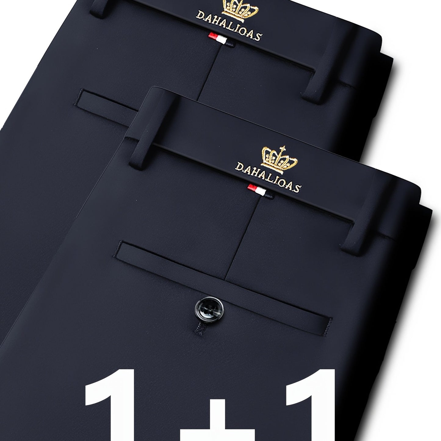 Pantalons business casual extensibles pour homme (2 pièces) – haute élasticité, infroissables, toutes saisons, logo, coupe régulière, lavables en machine, idéals bureau et événements sociaux