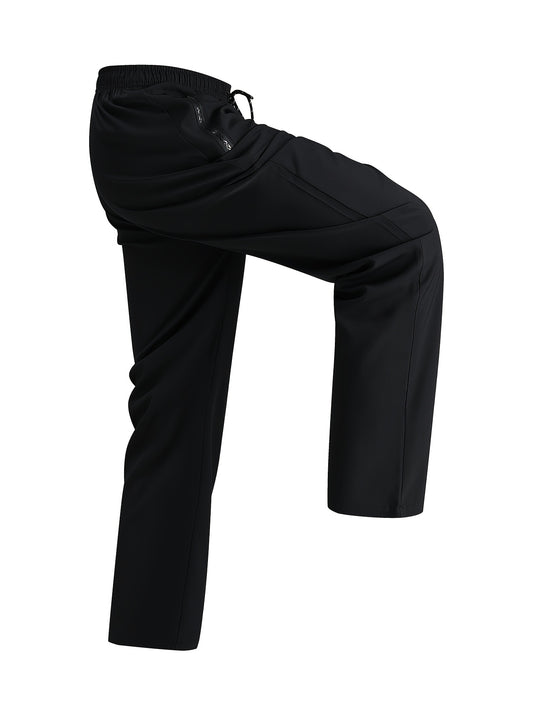 Joggers décontractés grande taille pour homme (3 pièces) – taille élastique avec cordon ajustable, poches zippées, coupe ample, lavables en machine, idéals pour sport et mi-saison (bleu marine/gris foncé/noir)