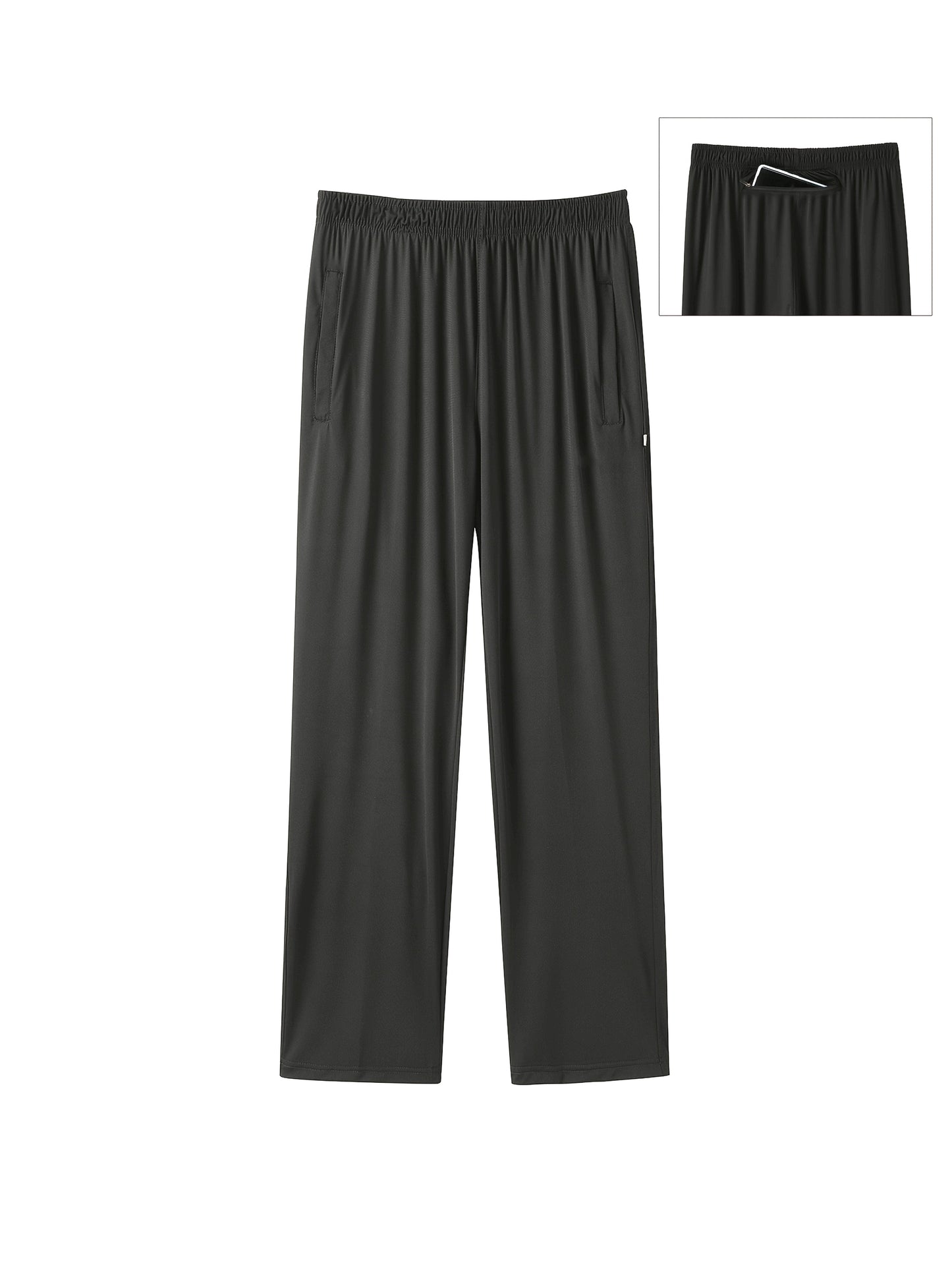 Pantalons Sport Homme Grande Taille – Jambe Droite, Polyester Stretch, Cordon Élastique, Tout Saison