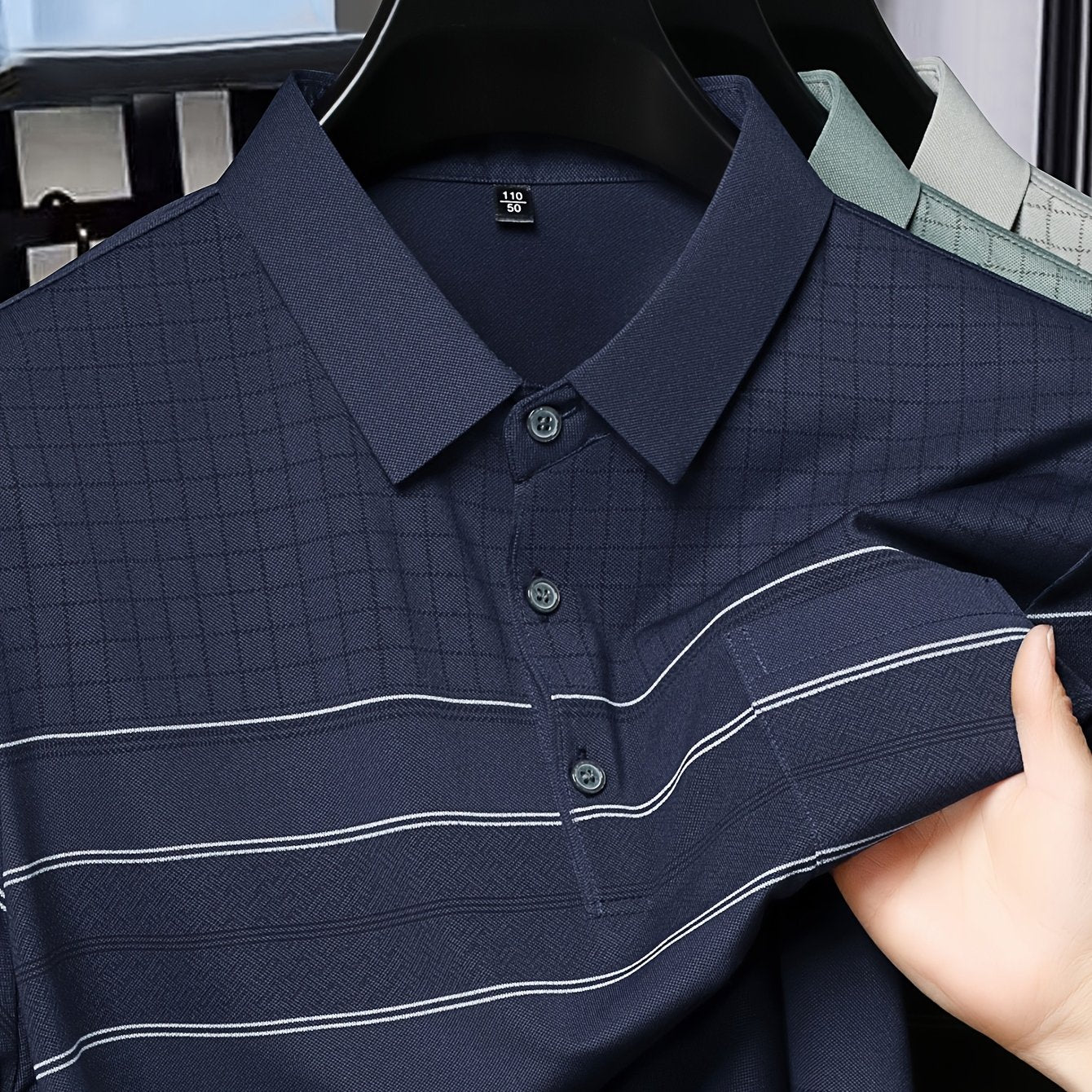 Men'S Summer Casual Short Sleeve T-Shirt with Pockets, Striped Pattern, Half Placket Lapel Collar, Regular Fit - Ideal for Work and Casual Attire, Work Uniform|Short Sleeve Shirt|Sleek Look