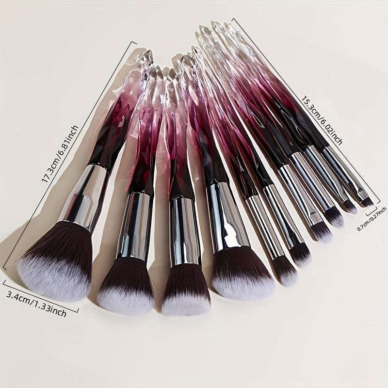 Set 10 Pinceaux Maquillage Cristal – Fond de Teint & Yeux