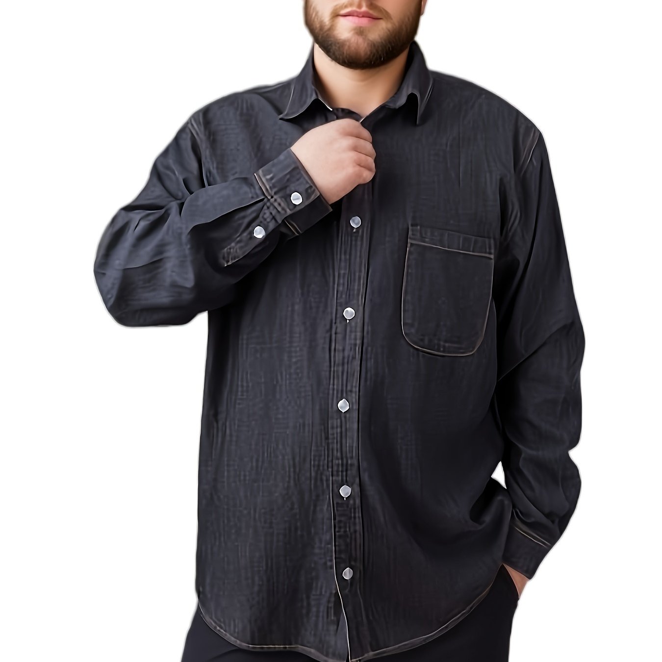 Plus Size Casual Denim Tencel Shirt