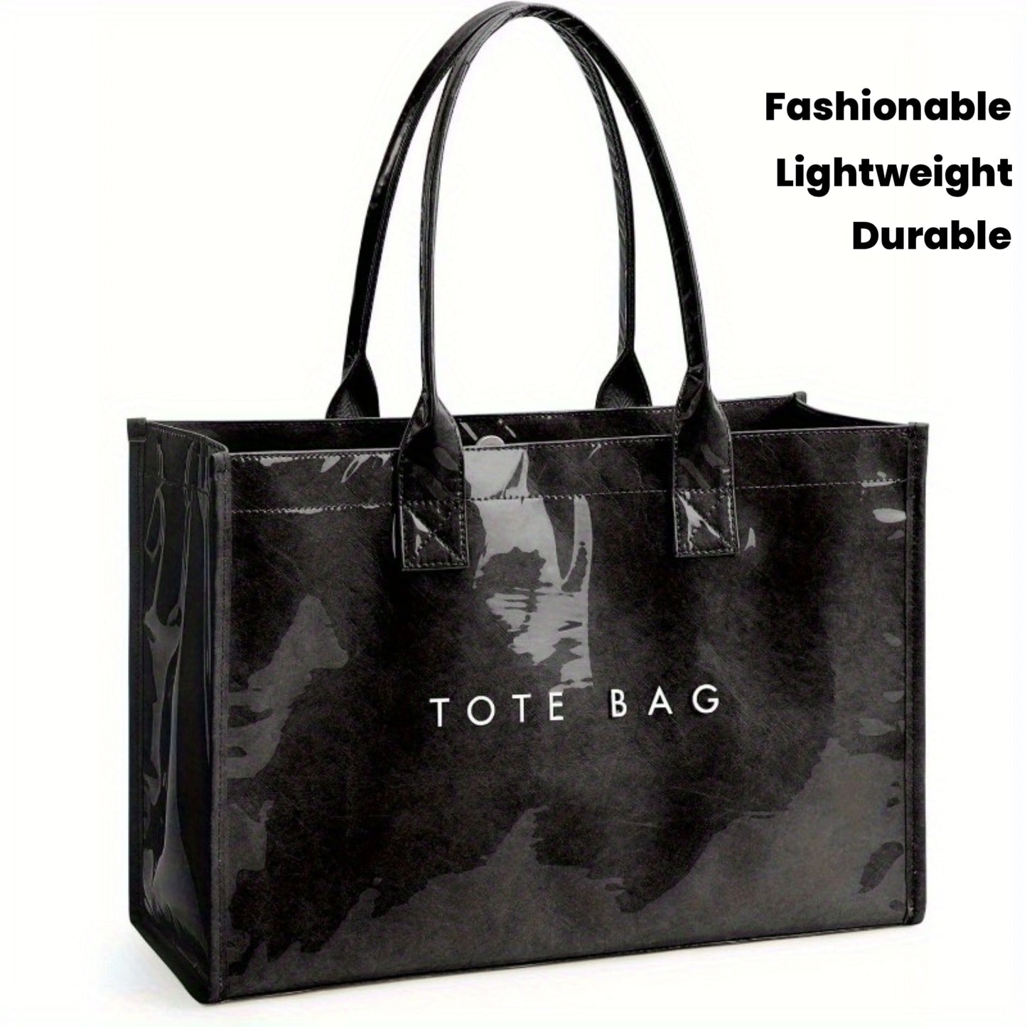 Sac Cabas Femme en PVC – Grande Capacité, Léger et Durable, Fermeture Magnétique, Idéal Travail, Shopping ou Voyage