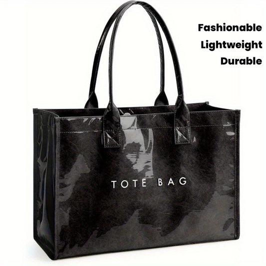 Sac Cabas Femme en PVC – Grande Capacité, Léger et Durable, Fermeture Magnétique, Idéal Travail, Shopping ou Voyage