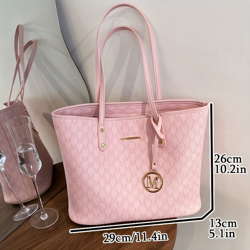 Sac Cabas Femme en PU Rose Vif – Grande Capacité, Fermeture Zippée, Élégant et Brillant, Durable, Idéal Voyage, Shopping et Usage Quotidien