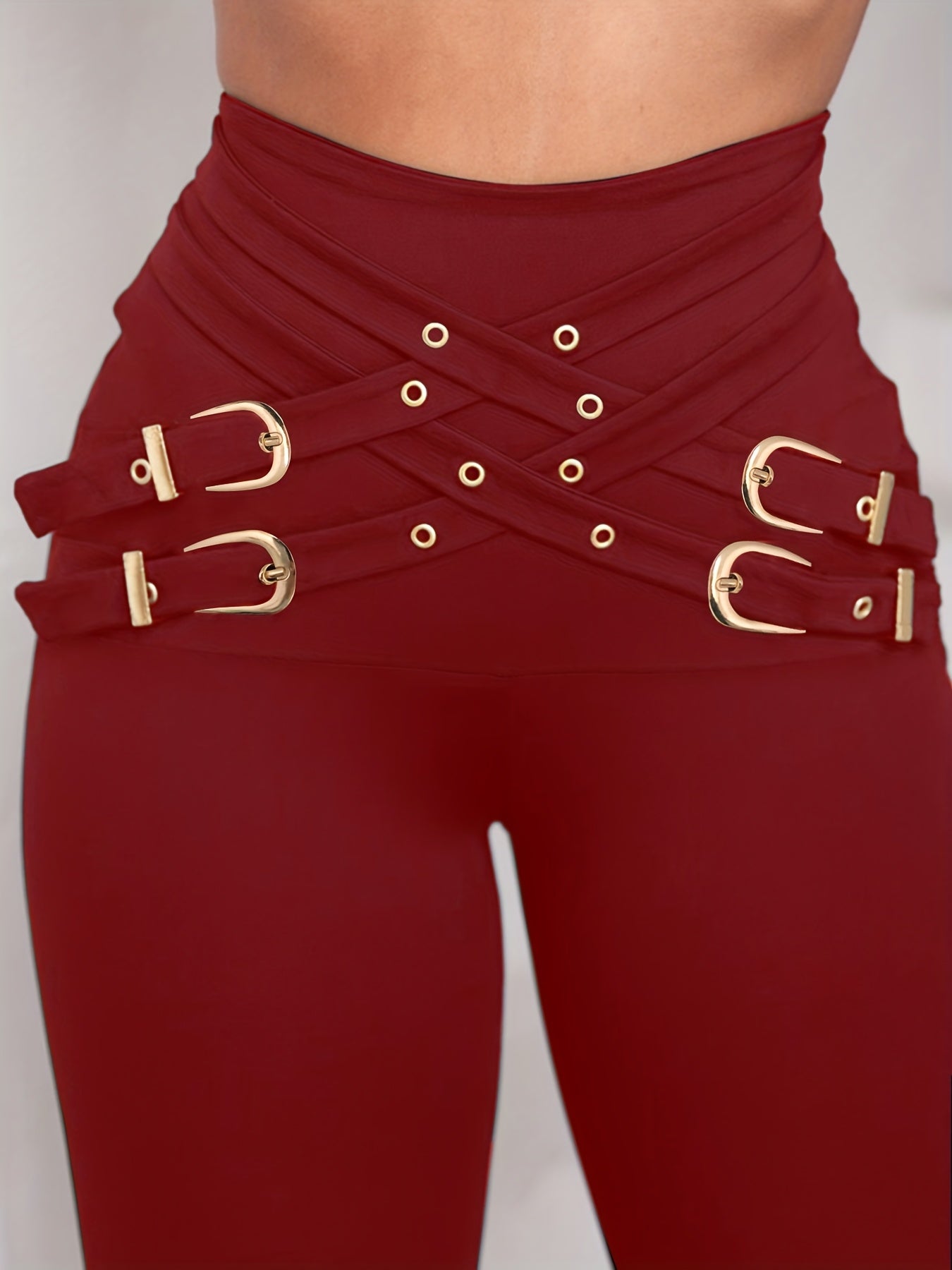 Pantalon Taille Haute – Décor Boucle Croix