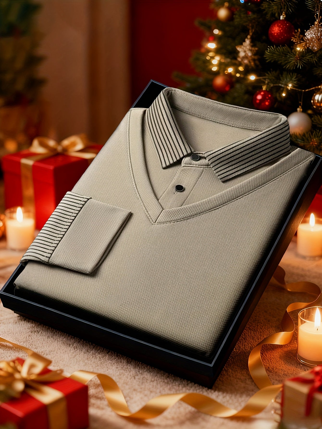 Men'S Faux Two-Piece Shirt Collar Knitwear, a Business Casual Striped Patchwork Top Featuring a Milano Letter Print Design, Available in Various Colors. It Has a Gray And Golden Contrasting Collar And Cuffs, a Simple Solid Co