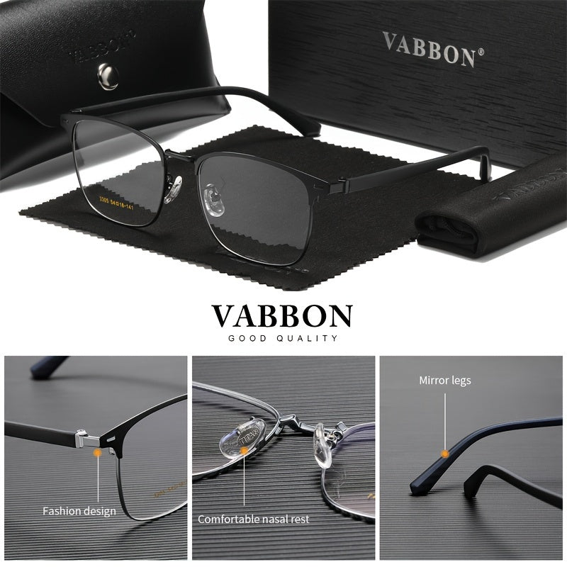 VABBON New Men's & Women's Metal-Frame Eyeglasses, a Business & Trendy Plano Eyeglasses in a Stylish Gift Box. It Comes with a Glasses Case and Cleaning Cloth, Serving as a Premium Gift, Model 3305