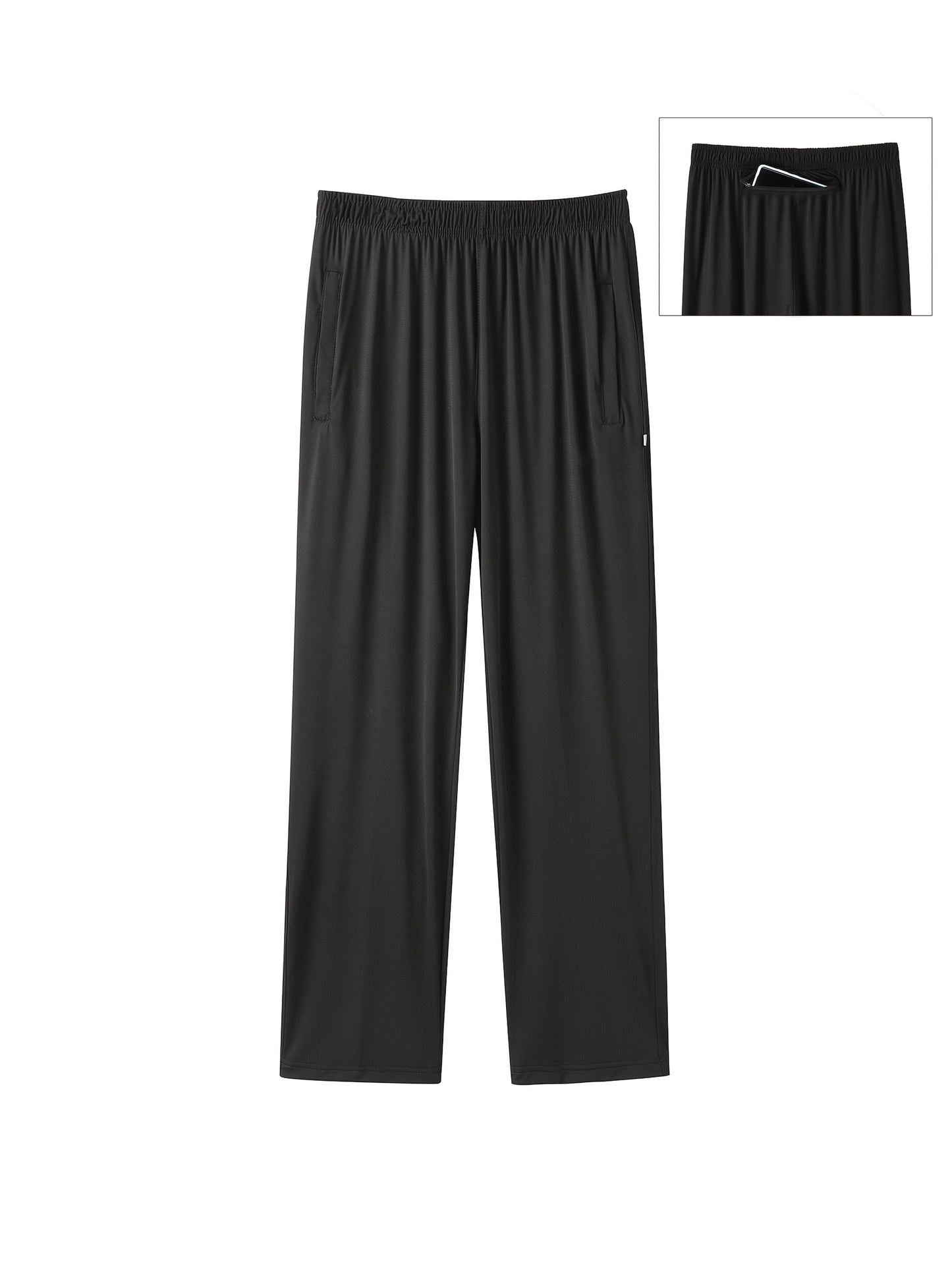 Pantalons Sport Homme Grande Taille – Jambe Droite, Polyester Stretch, Cordon Élastique, Tout Saison