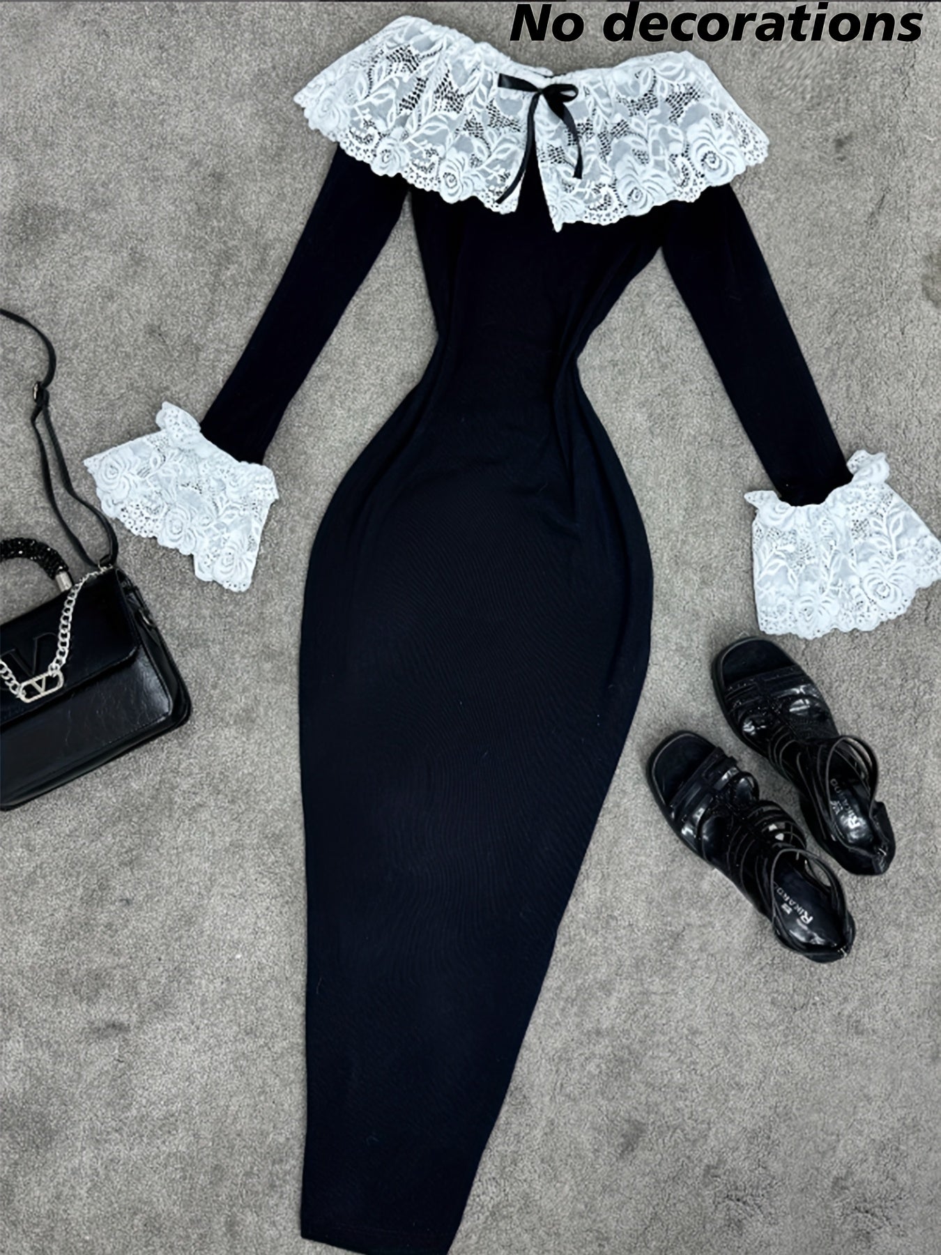 Elegant Off-the-Shoulder Lace-Trimmed Dress | Fitted Waist, Versatile for Parties, Dates, Birthdays, Valentine's, Weddings, Vacations