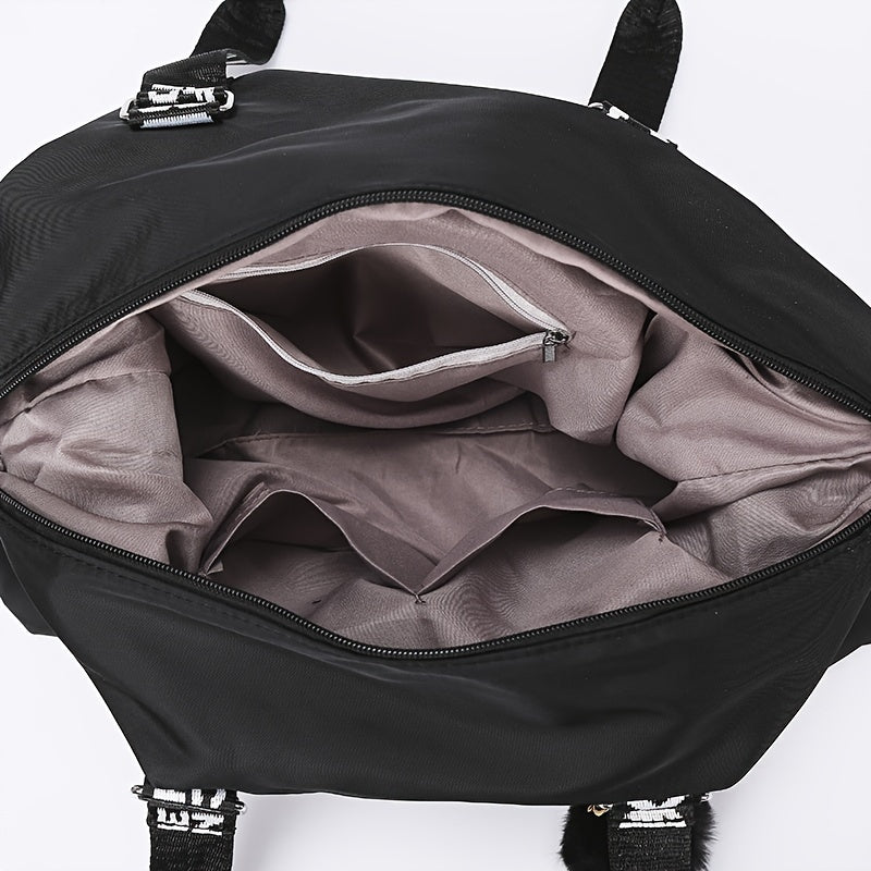 Sac Cabas Chic en Tissu Oxford Noir pour Femmes – Polyvalent à Porter à l’Épaule, Grande Capacité, Bandoulière Ajustable, Fermeture Éclair