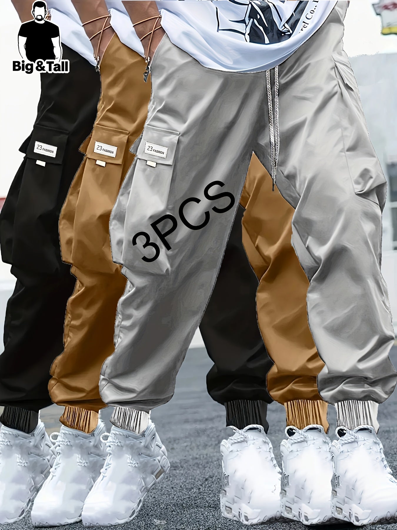 Ensemble pantalon cargo grande taille pour homme (3 pièces) – robustes, multi-poches cargo, tissu non extensible, toutes saisons, idéals construction, randonnée et usage quotidien, style décontracté et durable