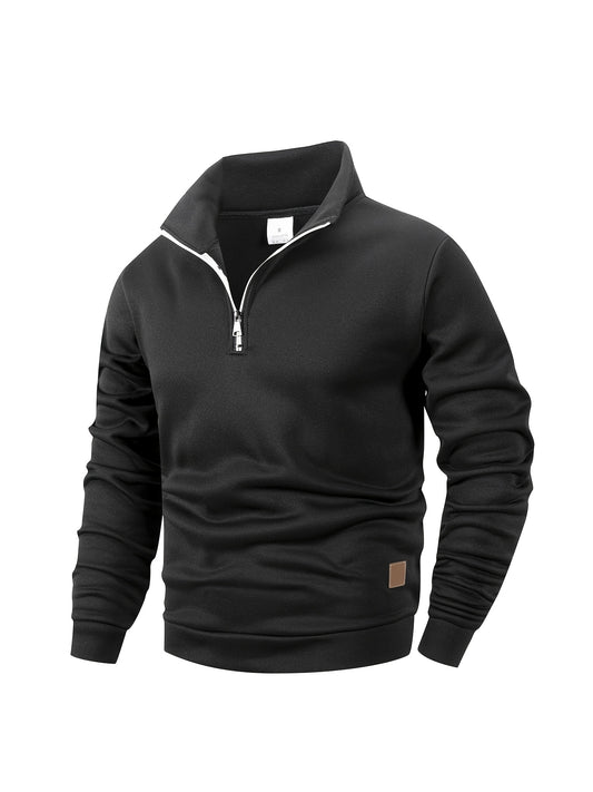 Sweat-shirt de sport homme printemps/automne – polaire légère, demi-zip, col montant et manches longues, adapté pour la course quotidienne, le fitness et le casual, léger et ajusté, idéal pour l’automne et l’hiver