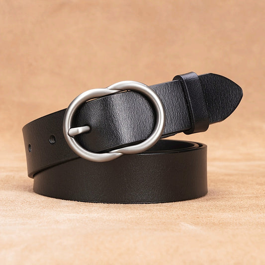 Ceinture en cuir véritable pour femmes – Boucle à ardillon, style vintage, minimaliste et polyvalente pour jeans et pantalons décontractés