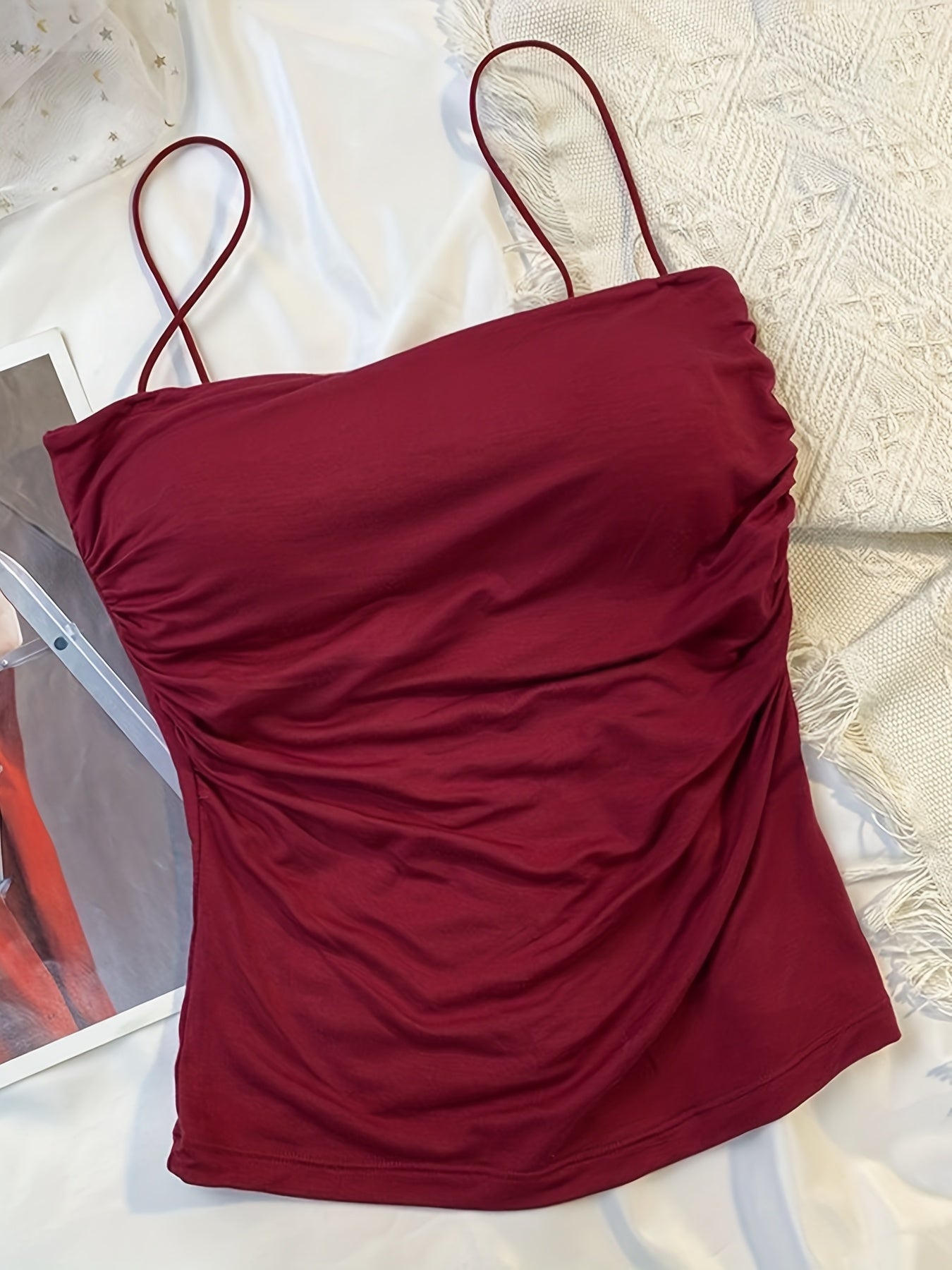 Lot de 4 Débardeurs Femme avec Fronces et Coques Intégrées