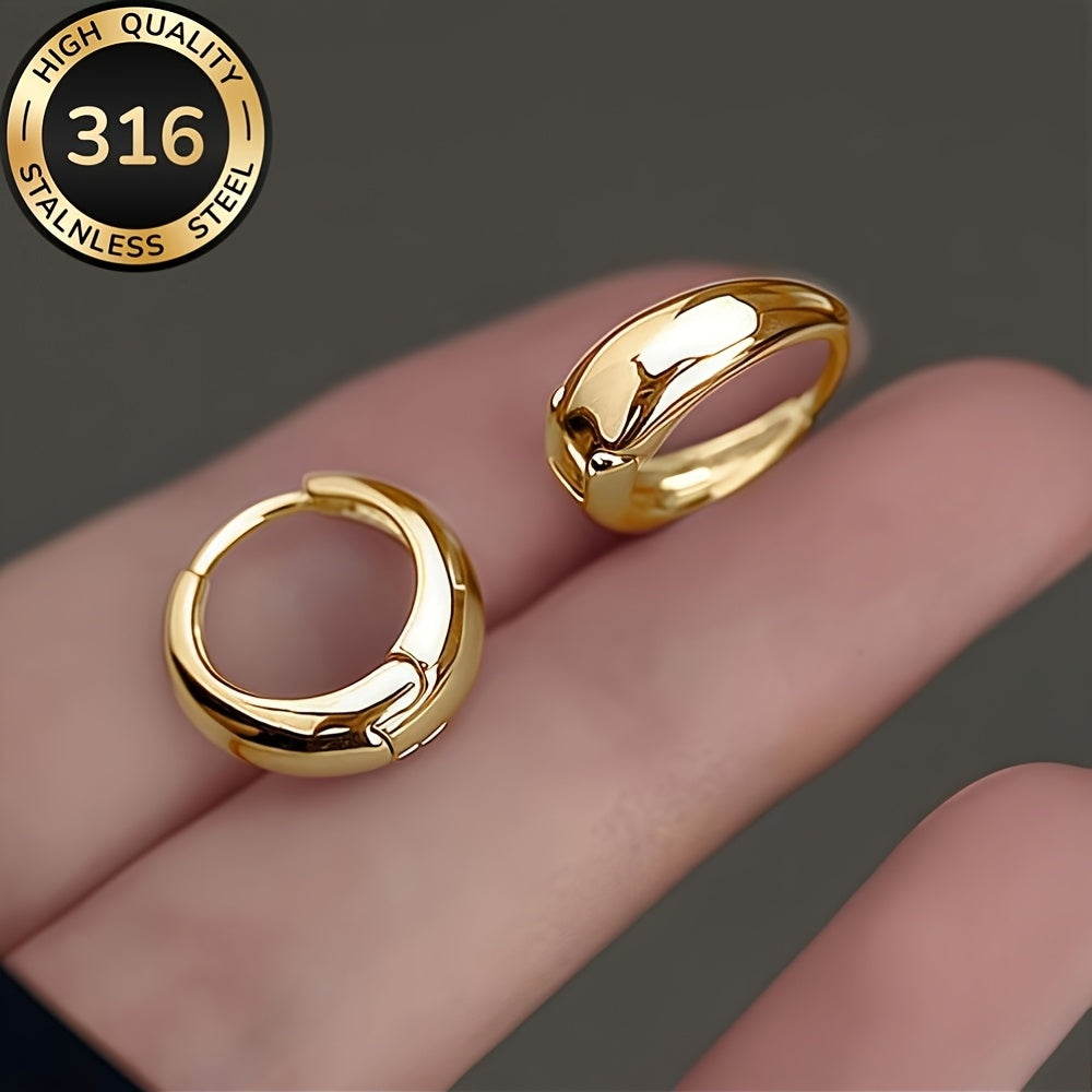 Boucles d’oreilles créoles pour femme en acier inoxydable français hypoallergénique, plaquées or 18 K, résistantes à la décoloration, confortables, design simple et élégant, parfaites pour un usage quotidien ou soirées, cadeau idéal pour la Saint-Valentin