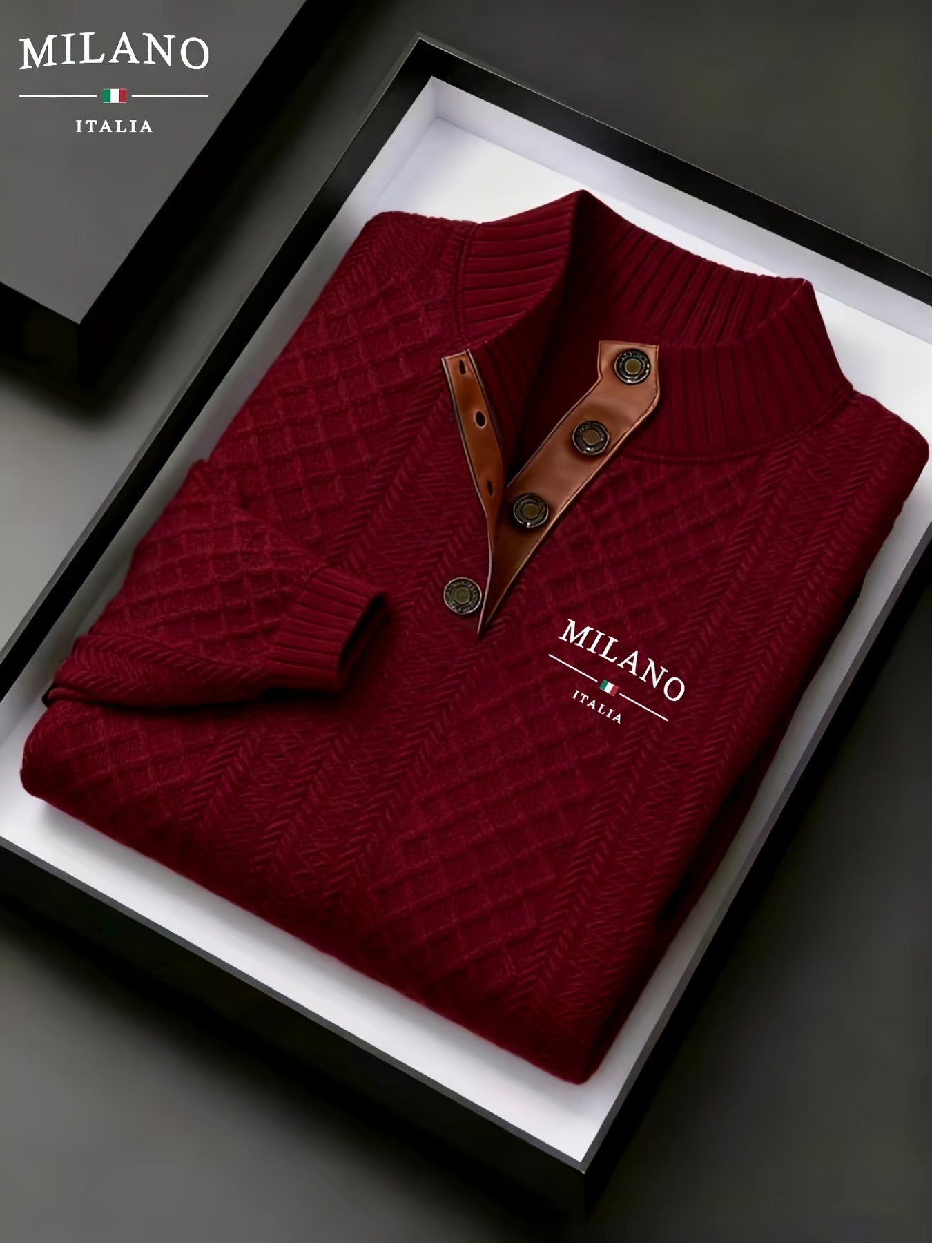 The Men'S Autumn And Winter Christmas High-Neck Jacquard Knitted Sweater Is a Casual Style Made from a Heavy 280G/M² Fabric with Random Textures. It Features a Mature And Stylish High-Neck Pullover Design, with