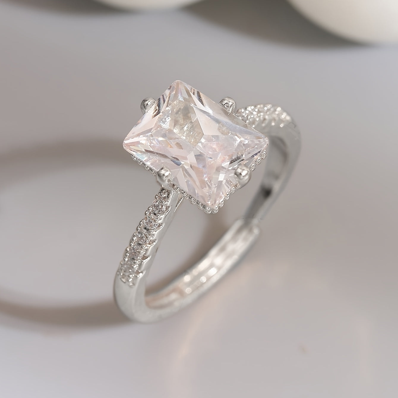 5pcs Set Women's Luxury Minimalist Cubic Synthetic Zirconia Wedding & Party Ring Set - Look Elegant for Daily Wear, Special Events, Year-Round Versatile Matching Set (No Plating)