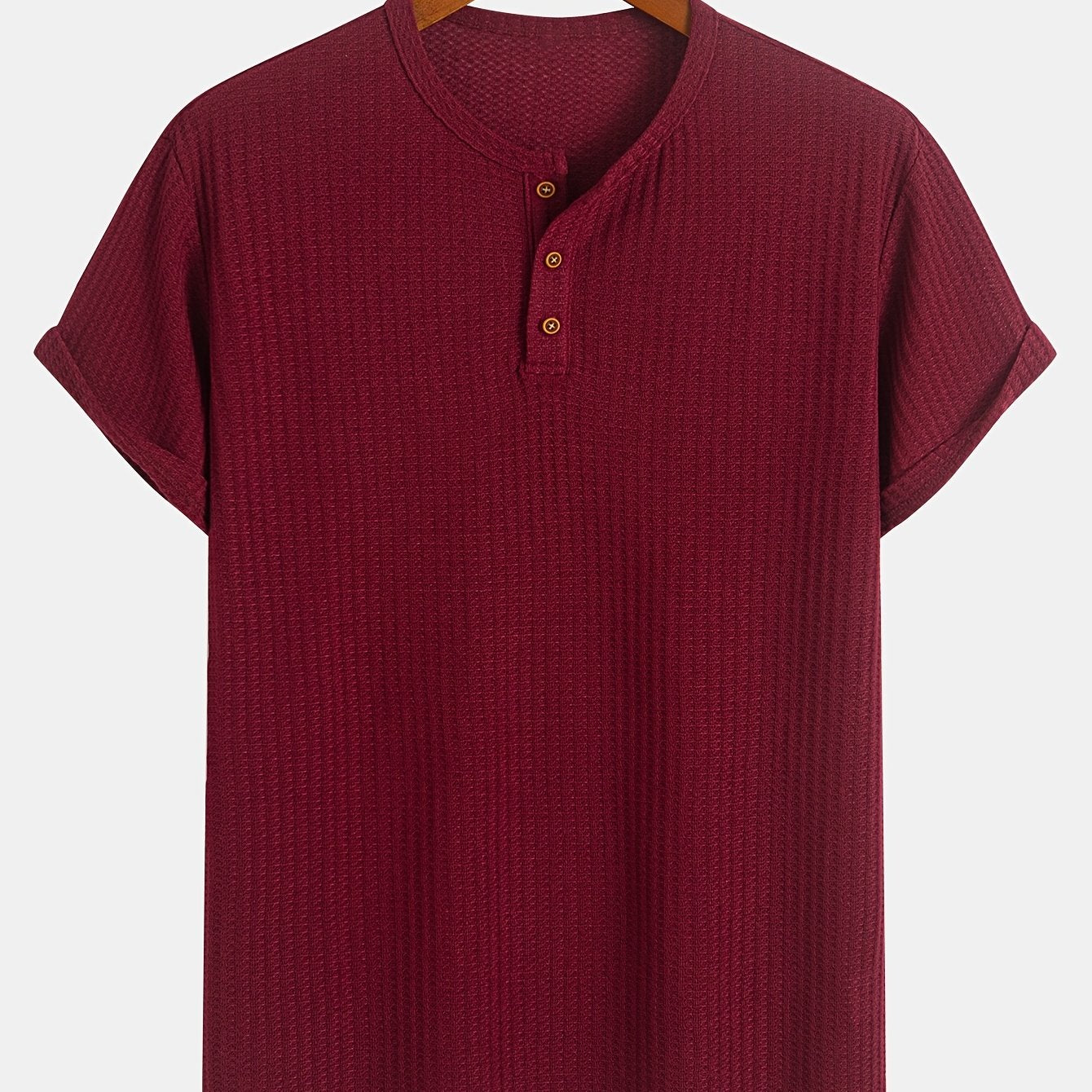 A Summer Short-Sleeve Cardigan T-Shirt with a Fine Check Pattern And Round Neck, Featuring a Knitted Jacquard Texture.