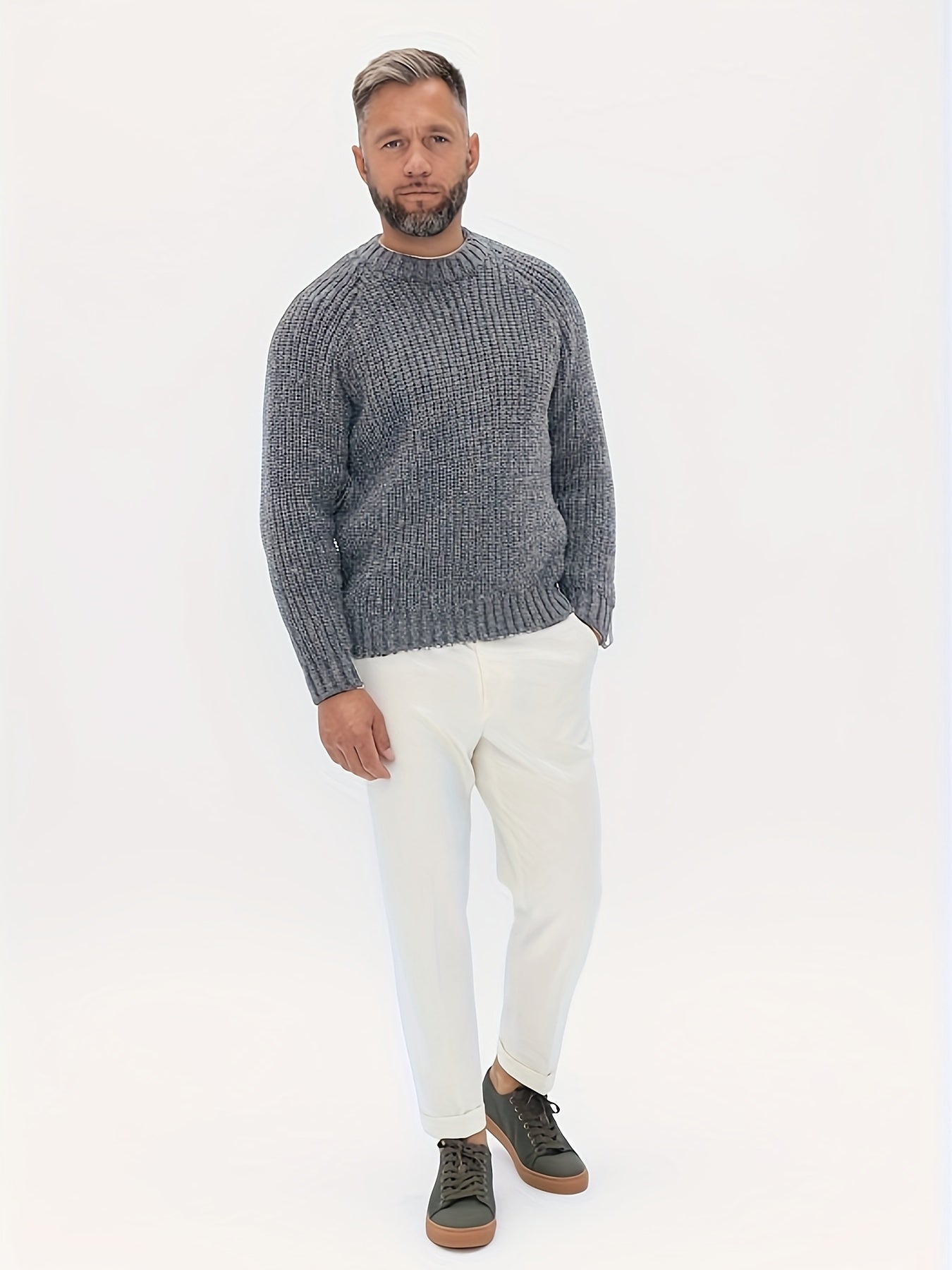 Men'S Premium Knit Sweater - Warm, Non-Pilling, Crew Neck, Regular Fit for Fall/Winter - Ideal for Casual Wear