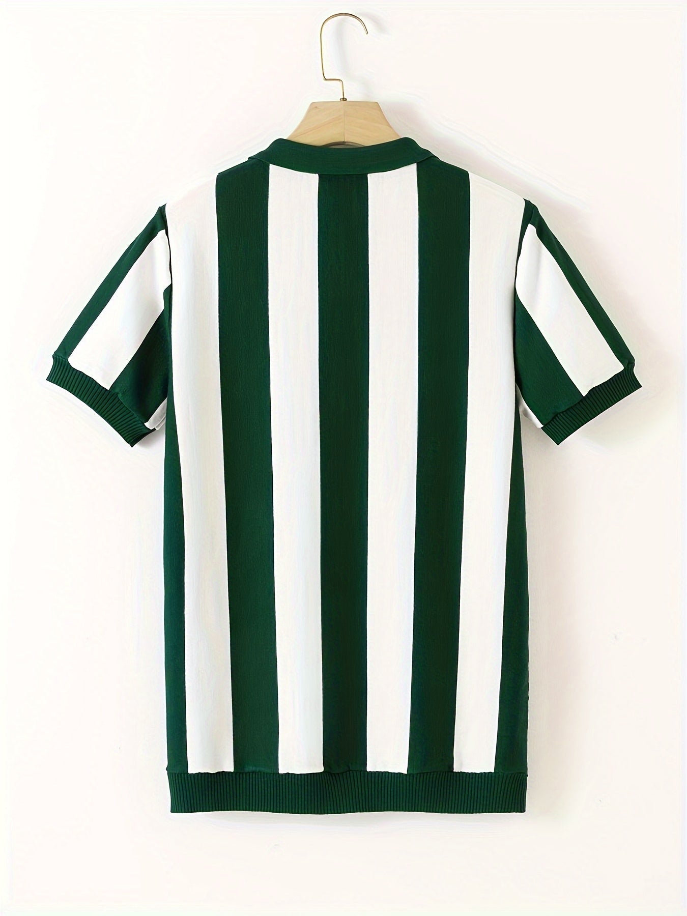 Men'S Striped Short-Sleeve Shirt for Spring And Summer, Suitable for Young And Middle-Aged Professionals, Featuring a Stylish Collar for Golf, Knit