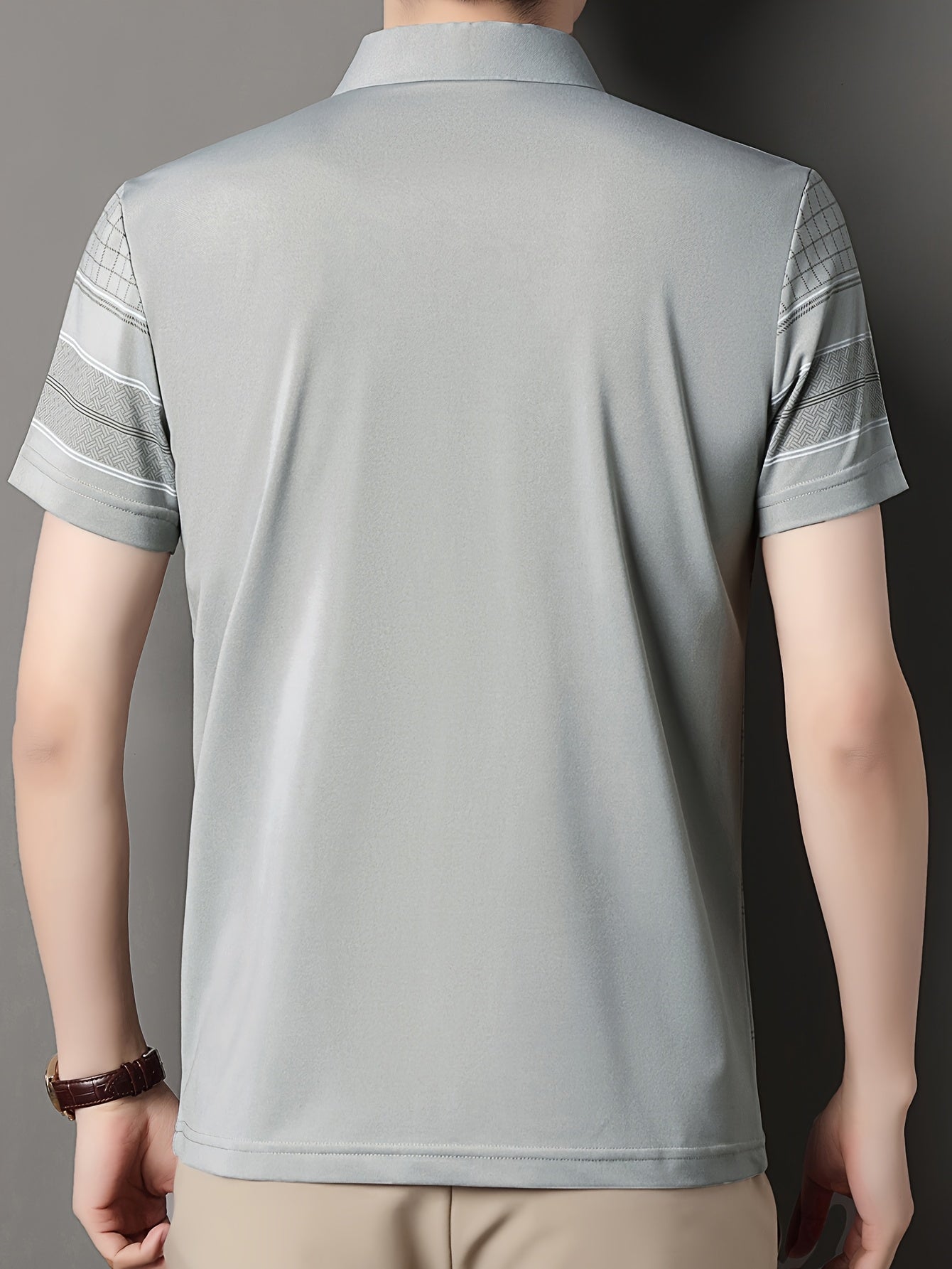 Men'S Summer Casual Short Sleeve T-Shirt with Pockets, Striped Pattern, Half Placket Lapel Collar, Regular Fit - Ideal for Work and Casual Attire, Work Uniform|Short Sleeve Shirt|Sleek Look