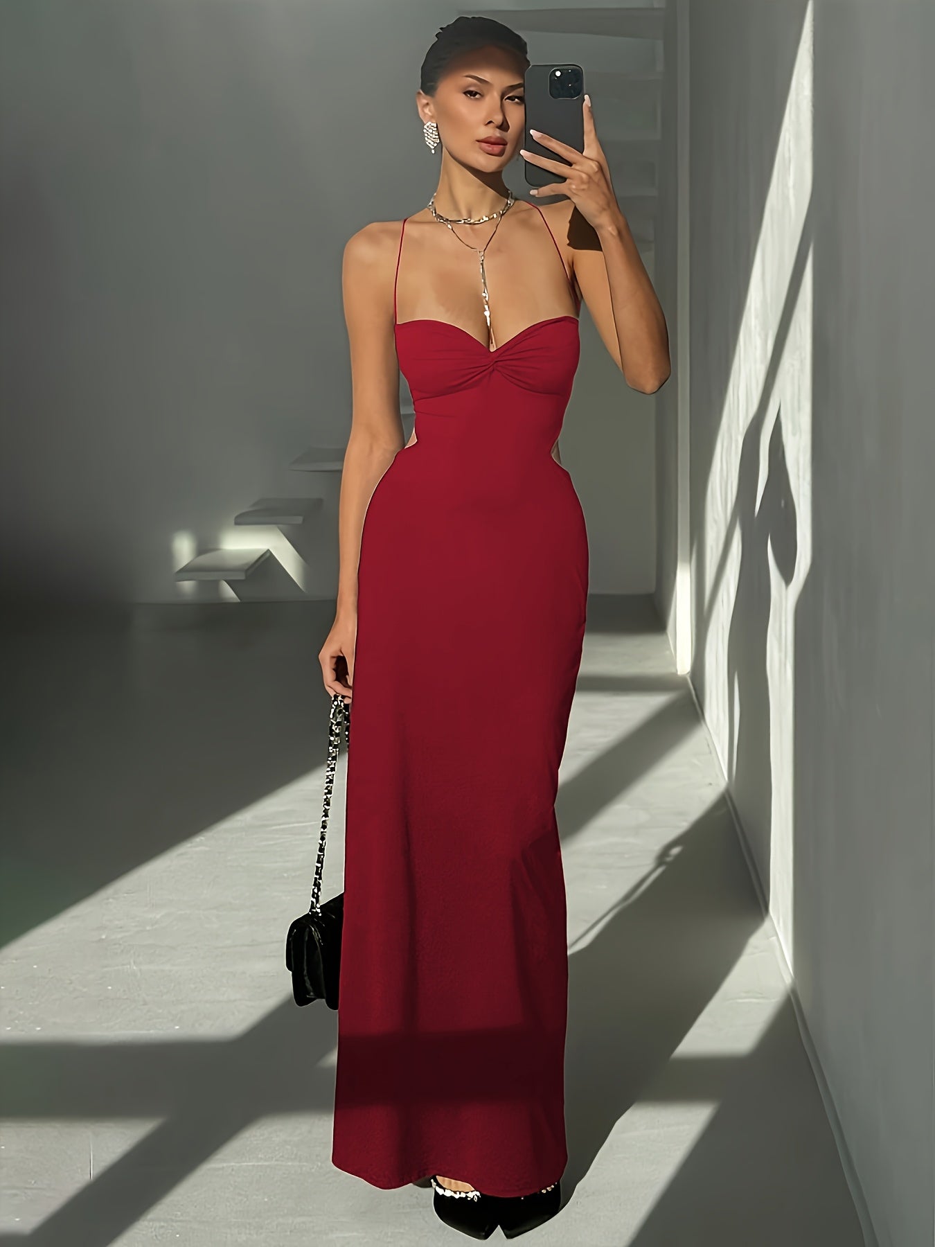 Robe Femme Sexy Élégante de Soirée — Dos Nu, Silhouette Sirène/Trumpet, Sans Manches, Robe Formelle pour Soirées et Mariages, Coupe Bodycon Flatteuse, Idéale pour Prom, Gala et Tenues Chics Quotidiennes, Style Sophistiqué