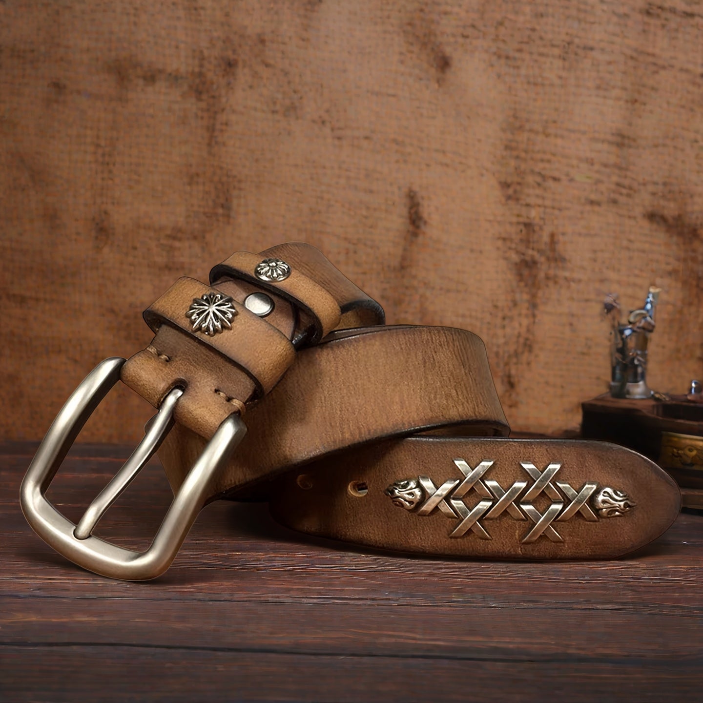 Ceinture artisanale en cuir pleine fleur pour hommes et femmes – Boucle à ardillon tendance, style rétro décontracté pour jeans, unisexe