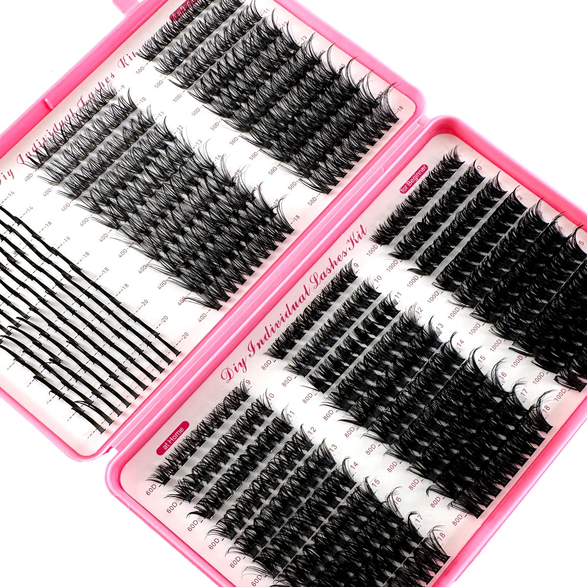 Lot de 580 faux cils volume effet vison, volume léger, courbure D, longueur mixte 9-18 mm, extensions naturelles et douces, idéales pour le maquillage