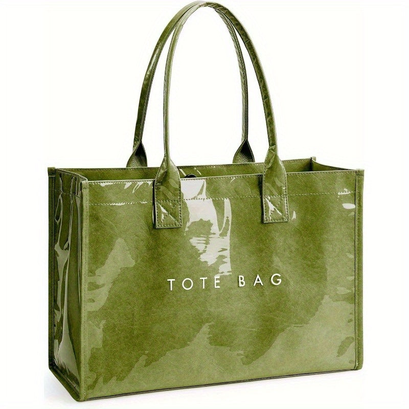 Sac Cabas Femme en PVC Stylé – Grande Capacité, Durable et Léger, Fermeture Magnétique, Parfait pour Travail, Shopping ou Voyages | Sac Cabas Élégant | Matériau PVC Durable