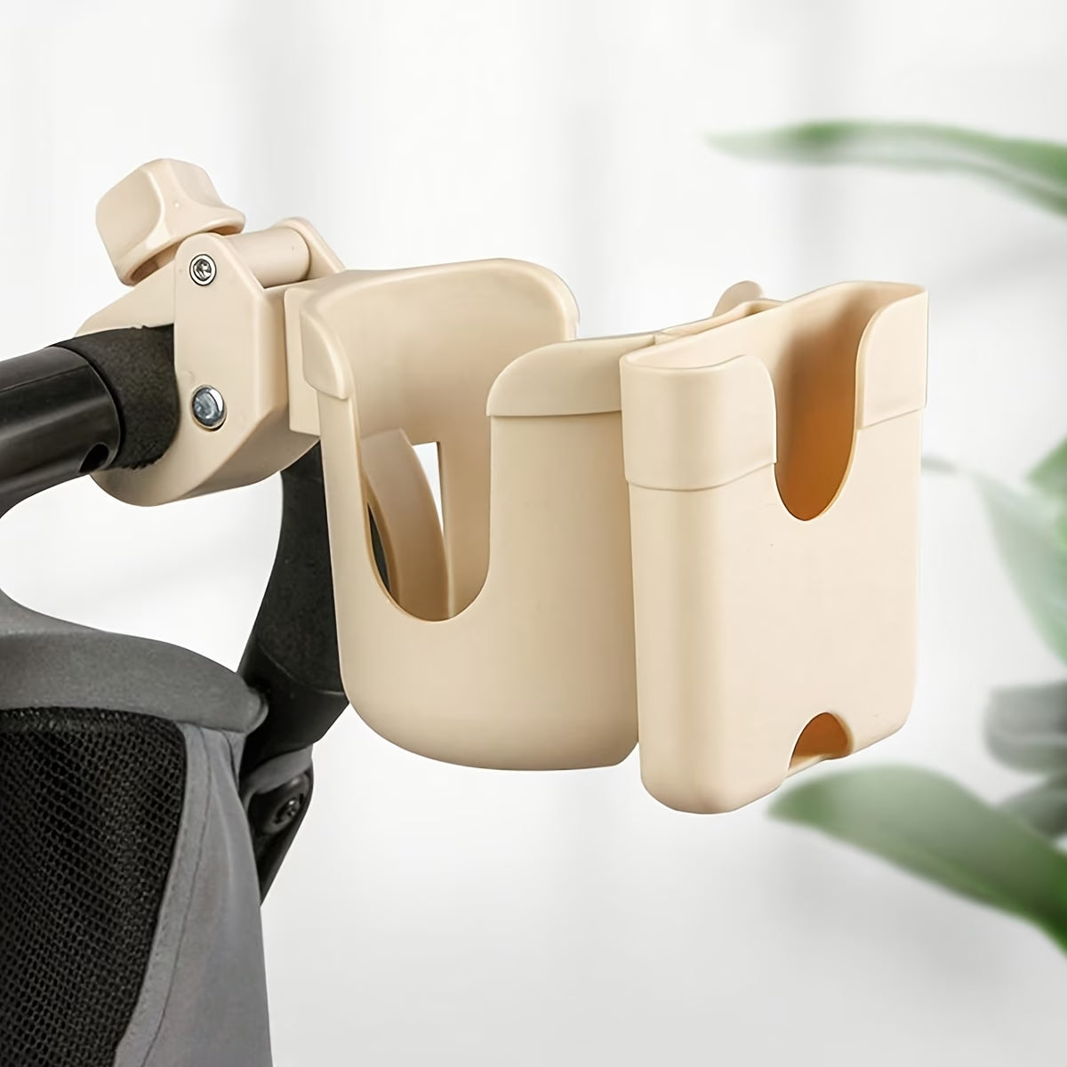 Universal 2-in-1 Stroller Cup Holder with Adjustable Phone Holder – Bottle Holder for Strollers, Bikes & Wheelchairs