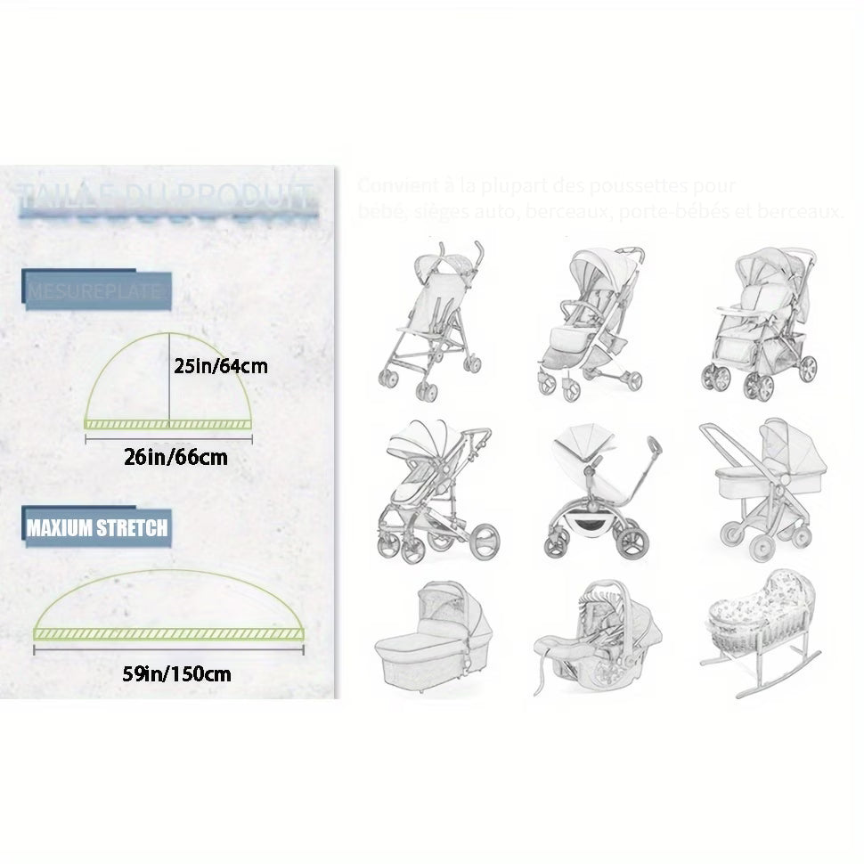 Universal Black Stroller Mosquito Net – Breathable Insect Protection for Strollers, Bassinets & Travel Cribs