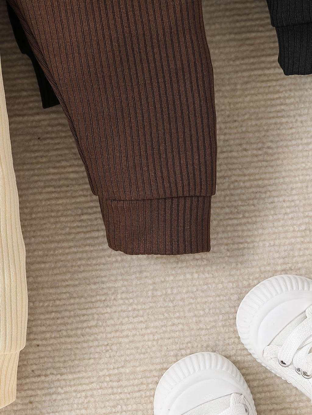 3-Pack Ribbed Baby Pants – Soft Casual Trousers in Black, Beige & Brown