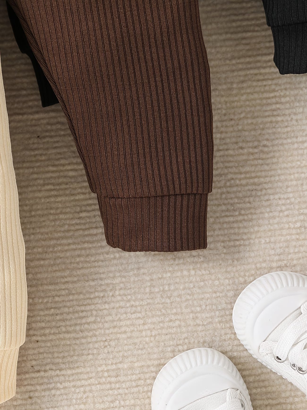 3-Pack Ribbed Baby Pants – Soft Casual Trousers in Black, Beige & Brown