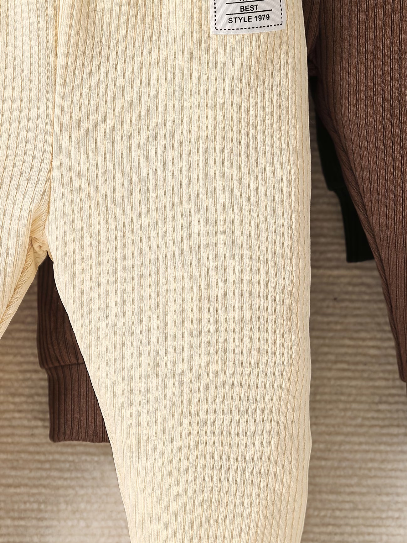 3-Pack Ribbed Baby Pants – Soft Casual Trousers in Black, Beige & Brown