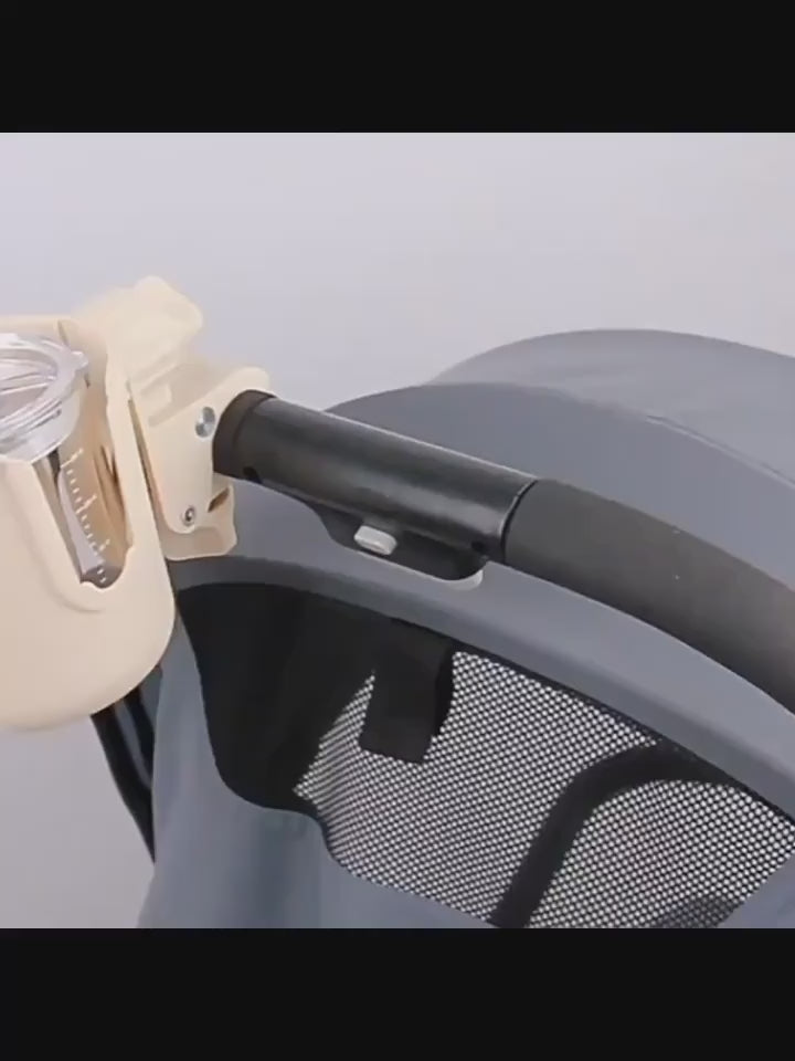 2-in-1 Universal Stroller Cup Holder with Phone Holder – Adjustable Bottle & Drink Holder for Strollers, Bikes & Wheelchairs